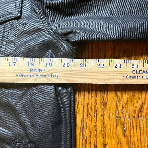 VALABASAS Men's Black Waxed Denim Moto Jacket Size S Button Up Coat Cotton - Picture 9 of 13